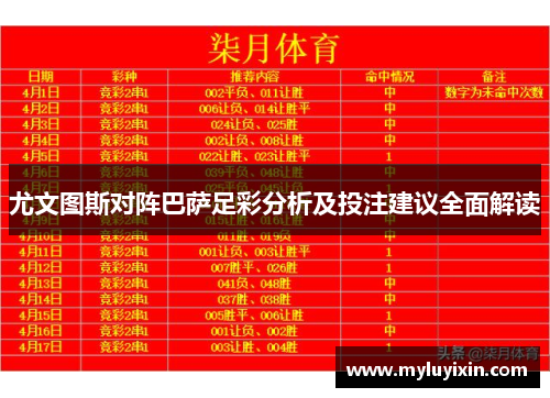 尤文图斯对阵巴萨足彩分析及投注建议全面解读